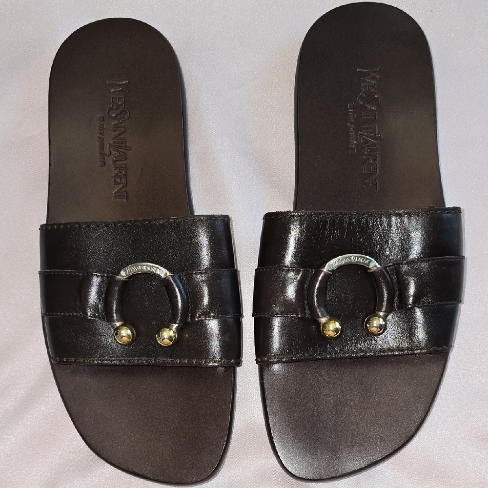 Yves Saint Laurent Black Slide Sandals